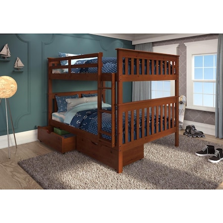 Convenience Concepts PD-123-3E-505 Full Over Full Mission Bunk Bed with Storage Drawers - Espresso HI3176317